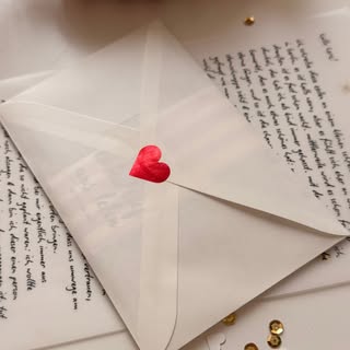 profilbild des briefclubs: ein umschlag mit rotem herz auf handgeschriebenen briefen